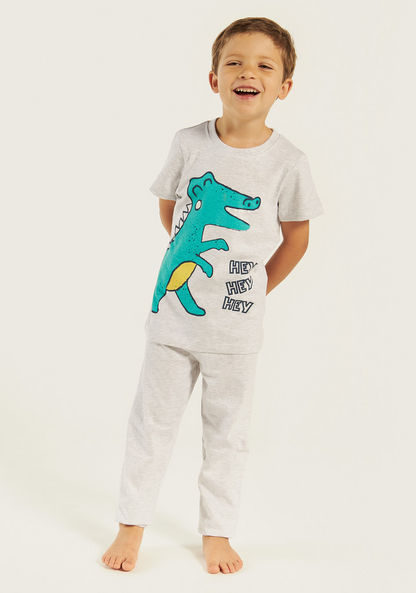 Juniors Crocodile Print Short Sleeves T-shirt and Pyjama - Set of 3-Nightwear-image-6
