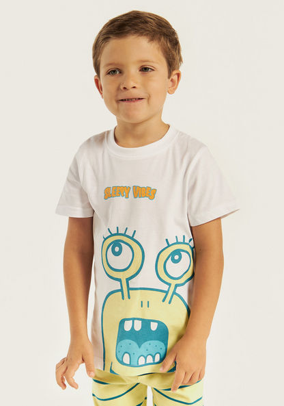 Juniors Printed Short Sleeves T-shirt and Pyjama - Set of 3-Pyjama Sets-image-2