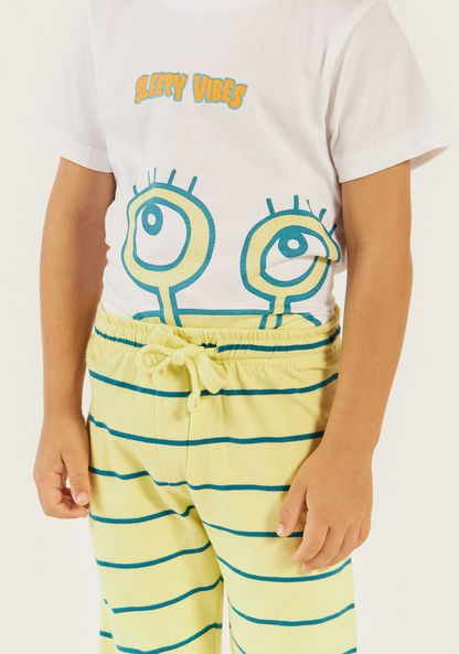 Juniors Printed Short Sleeves T-shirt and Pyjama - Set of 3-Pyjama Sets-image-4