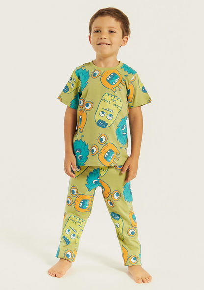 Juniors Printed Short Sleeves T-shirt and Pyjama - Set of 3-Pyjama Sets-image-6