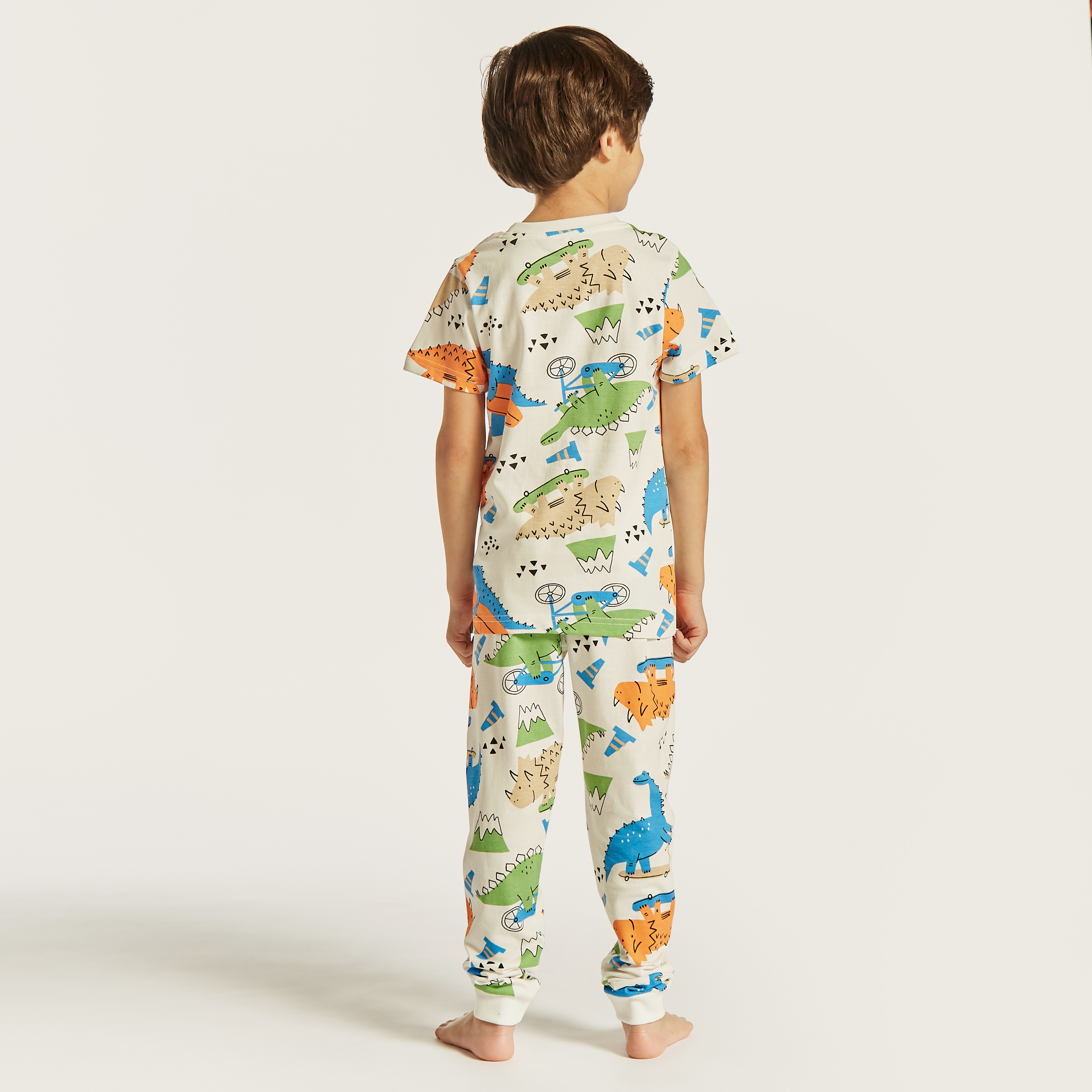 Juniors Dinosaur Print T-shirts and Pyjamas - Set of 3-boys-clothing-nightwear-image-10