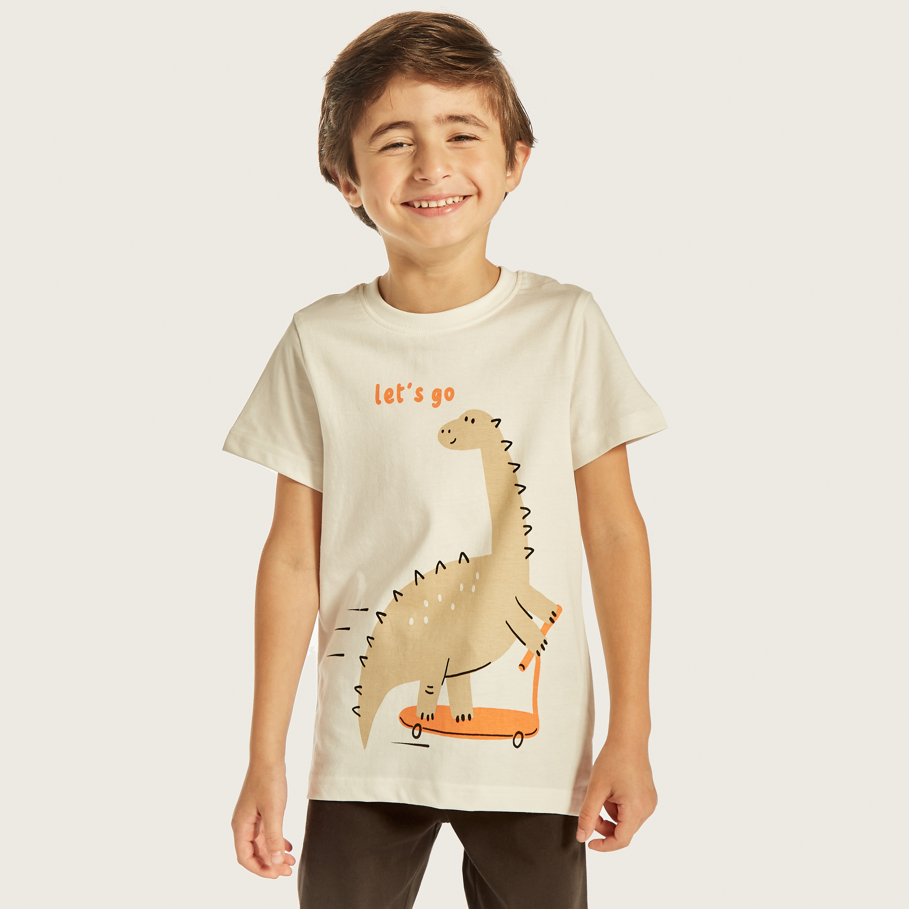Juniors Dinosaur Print T-shirts and Pyjamas - Set of 3-boys-clothing-nightwear-image-3