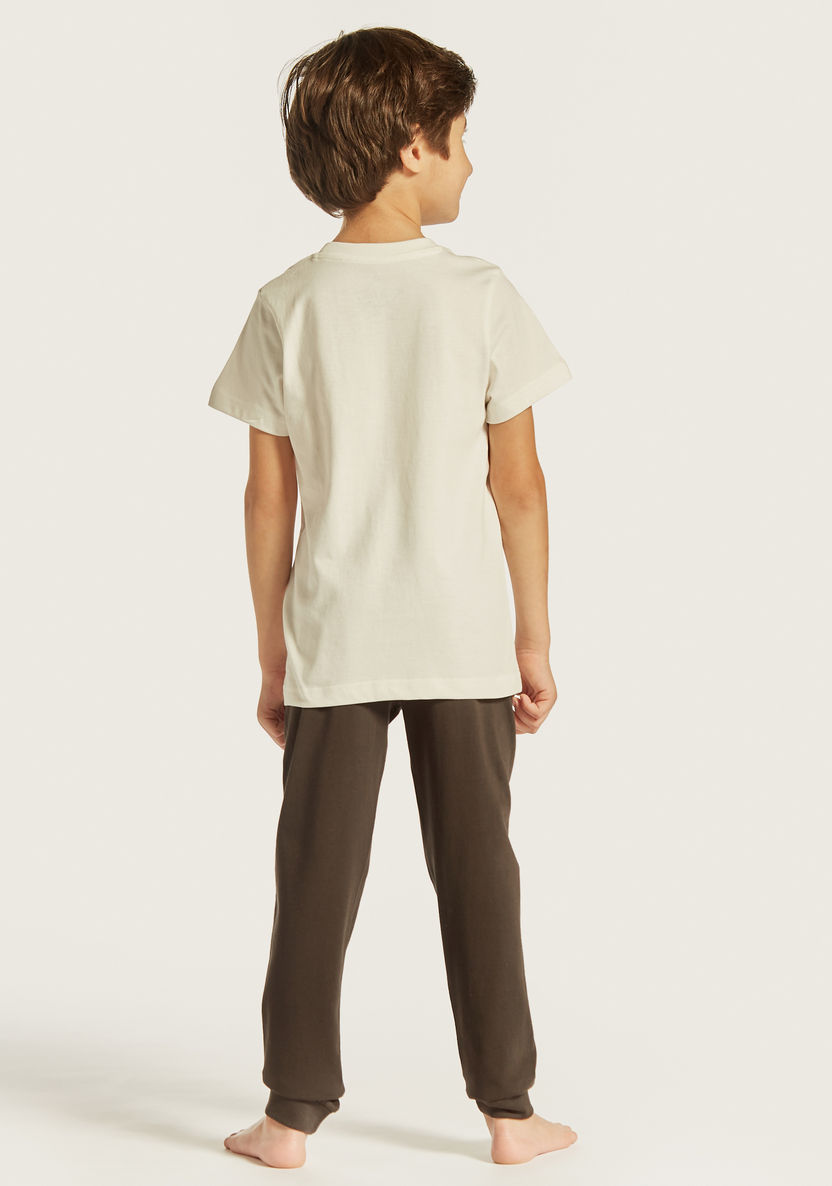 Juniors Dinosaur Print T-shirts and Pyjamas - Set of 3-Nightwear-image-5