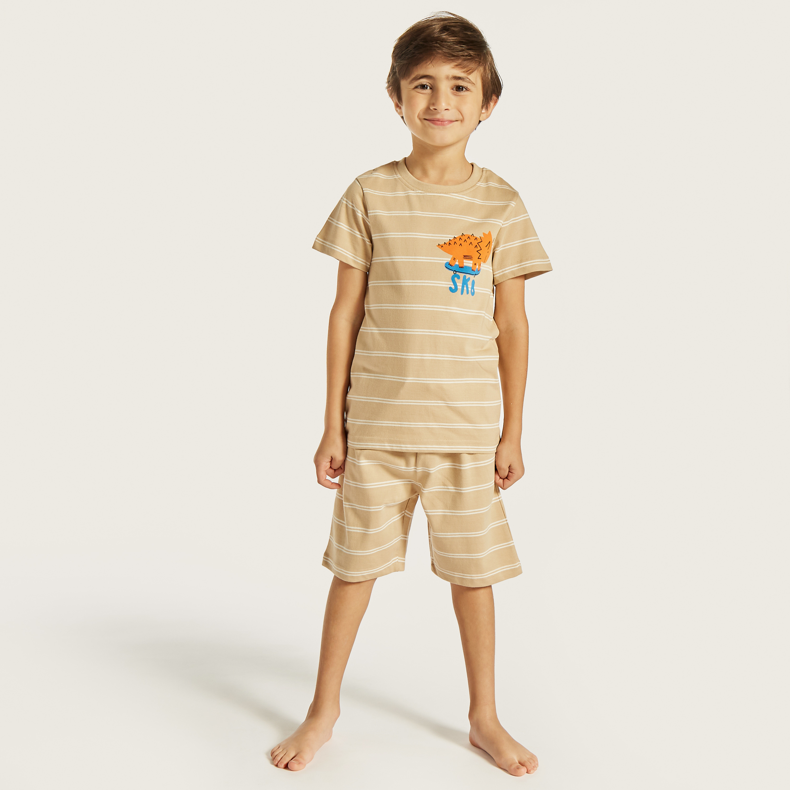 Juniors Dinosaur Print T-shirts and Pyjamas - Set of 3-boys-clothing-nightwear-image-7