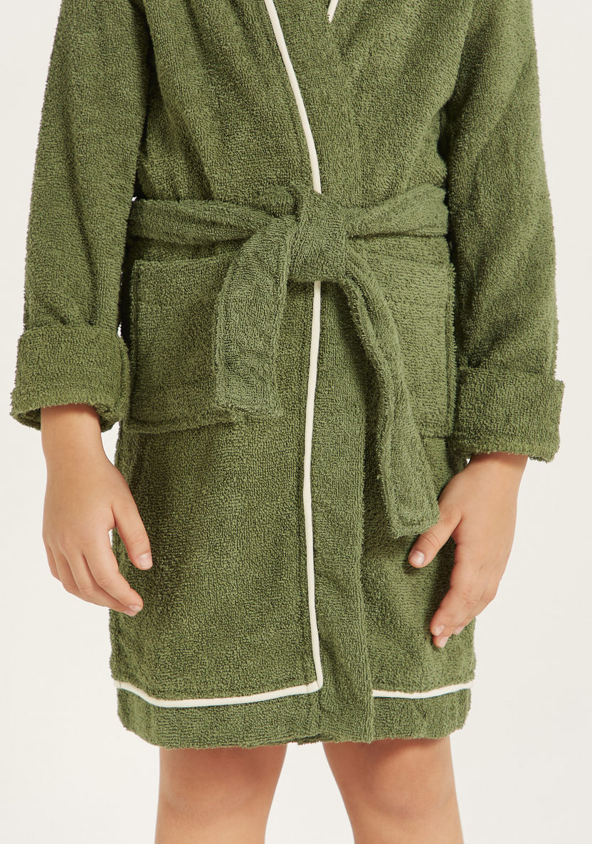 Juniors Textured Bathrobe with Hood and Pockets-Towels and Flannels-image-2