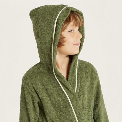 Juniors Textured Bathrobe with Hood and Pockets-Towels and Flannels-image-3