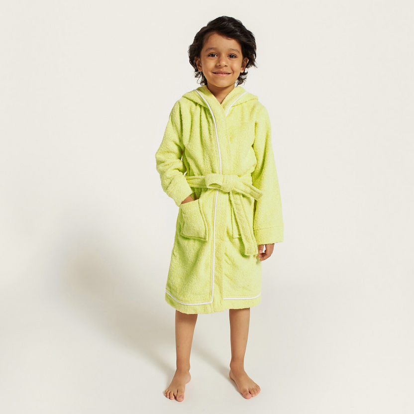 Juniors Textured Bathrobe with Hood and Pockets-Towels and Flannels-image-0