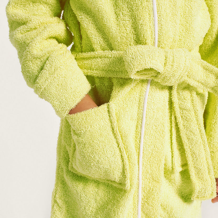 Juniors Textured Bathrobe with Hood and Pockets-Towels and Flannels-image-2