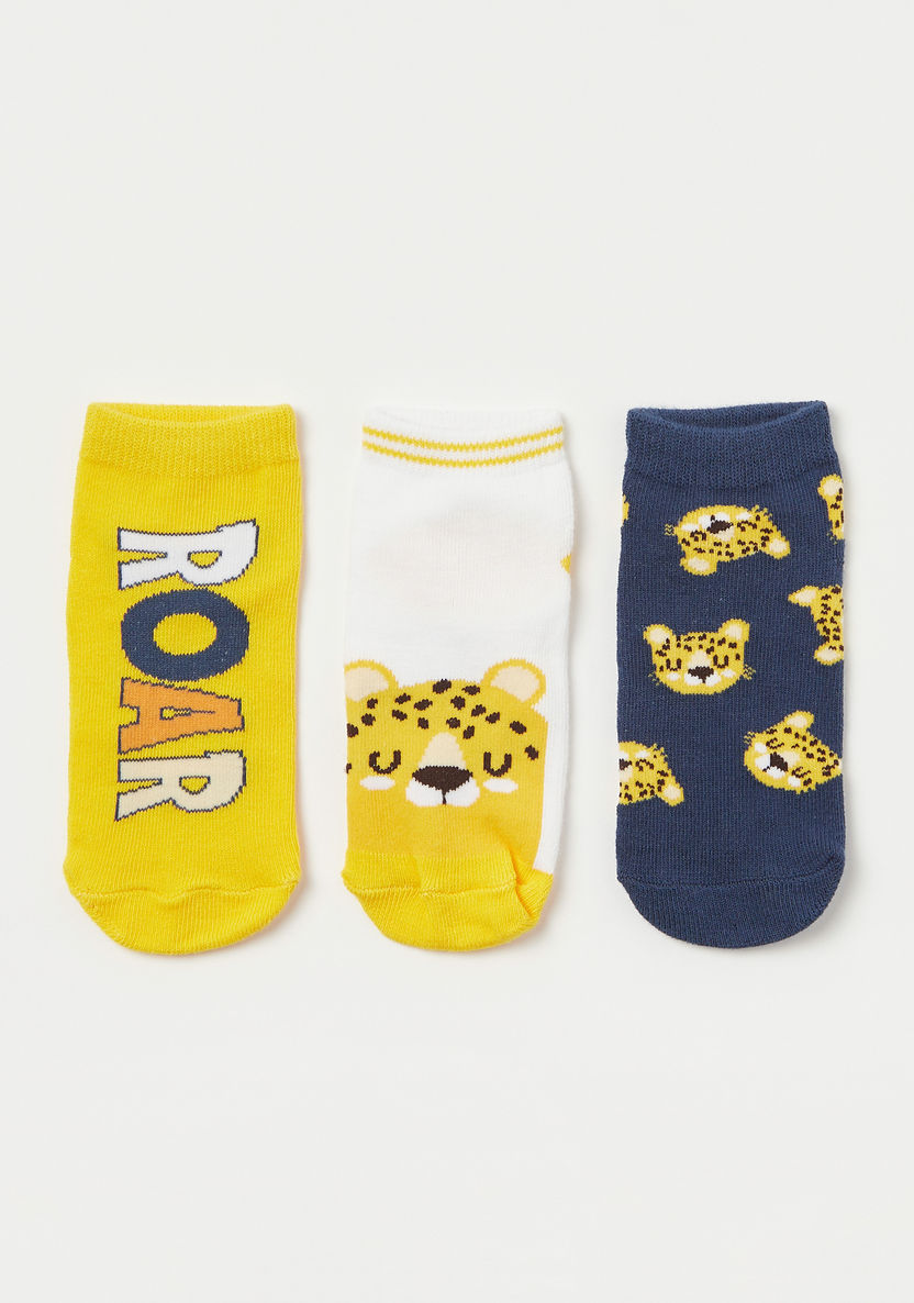 Juniors Leopard Print Ankle Length Socks - Set of 3-Socks-image-0