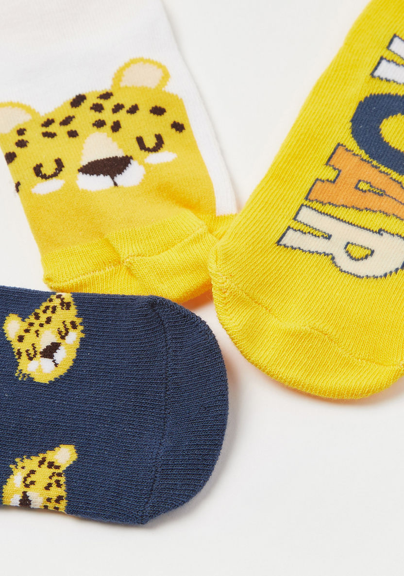 Juniors Leopard Print Ankle Length Socks - Set of 3-Socks-image-3