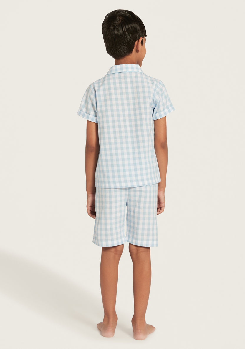 Juniors Checked Short Sleeves Shirt and Pyjama Shorts Set-Nightwear-image-4