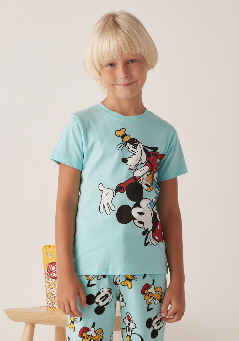 Disney Mickey and Friends Print T-shirt and Shorts Set-Pyjama Sets-image-1