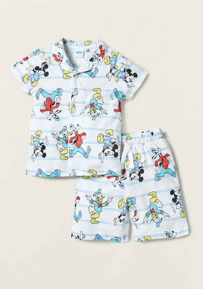 Disney All-Over Mickey Mouse Print Shirt and Shorts Set-Nightwear-image-0