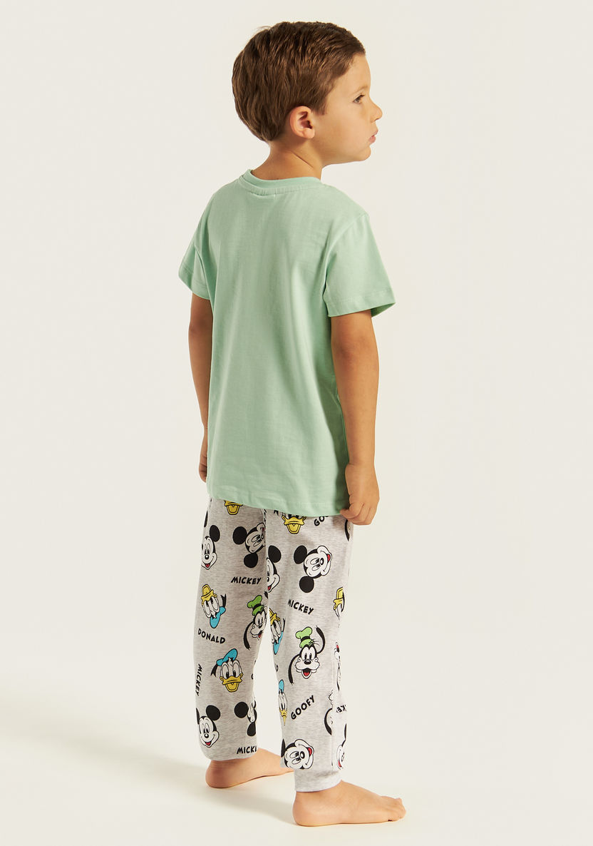 Disney Mickey and Friends Print T-shirt and Pyjama Set-Pyjama Sets-image-4