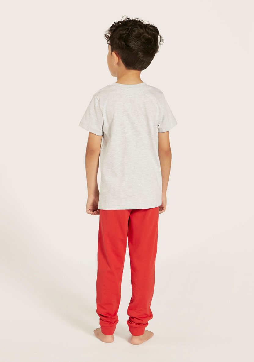 Disney Mickey Mouse Print Crew Neck T-shirt and Pyjama Set-Nightwear-image-4