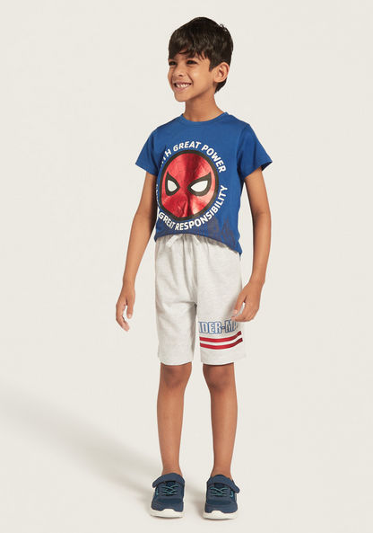 Spider-Man Print T-shirt and Shorts Set-Nightwear-image-0
