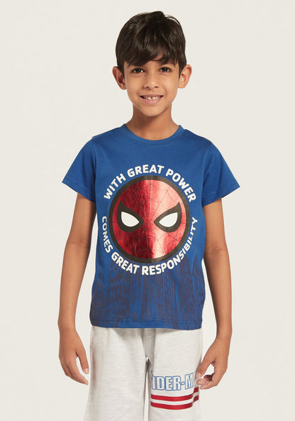 Spider-Man Print T-shirt and Shorts Set-Nightwear-image-1