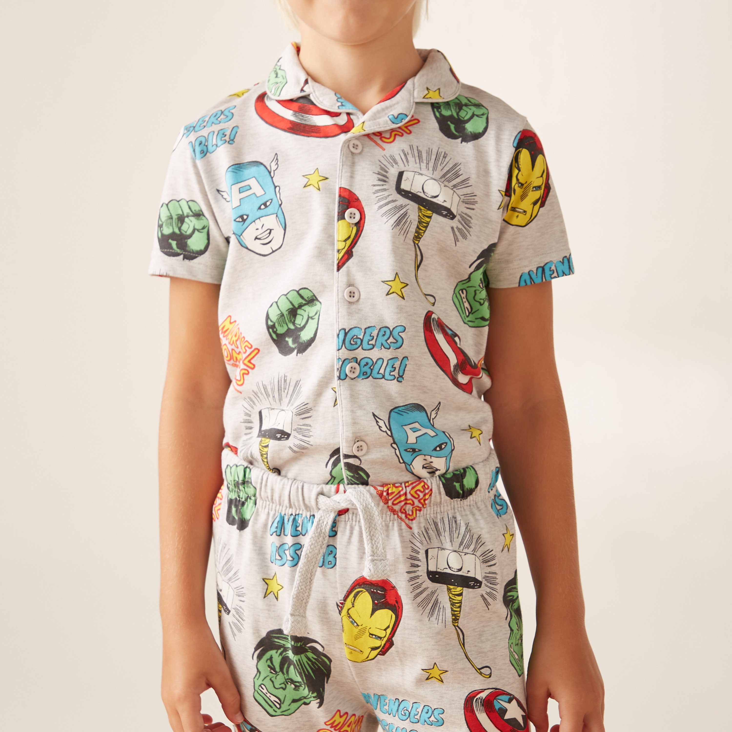 All-Over Avengers Print Shirt and Pyjama Set-boys-clothing-nightwear-image-3