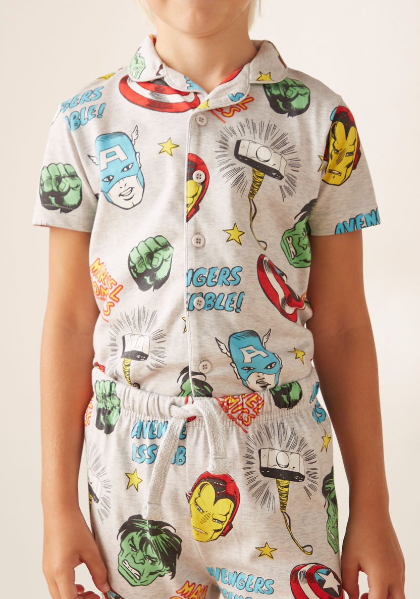 All-Over Avengers Print Shirt and Pyjama Set-Nightwear-image-2