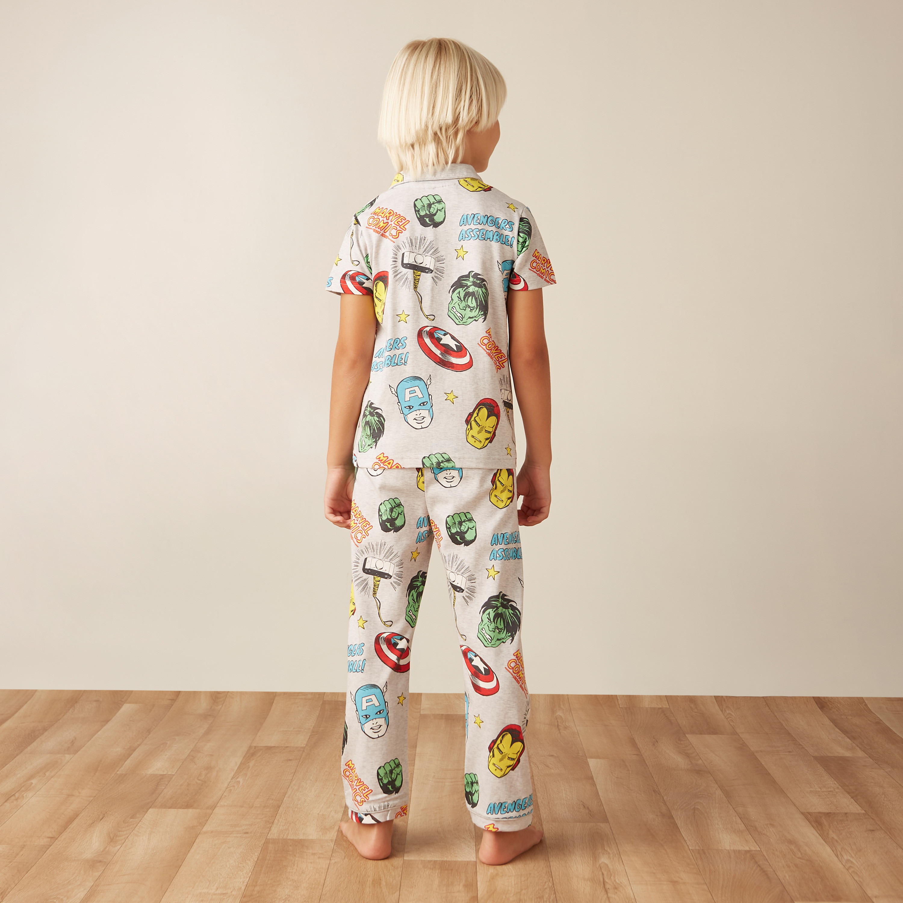 All-Over Avengers Print Shirt and Pyjama Set-boys-clothing-nightwear-image-4