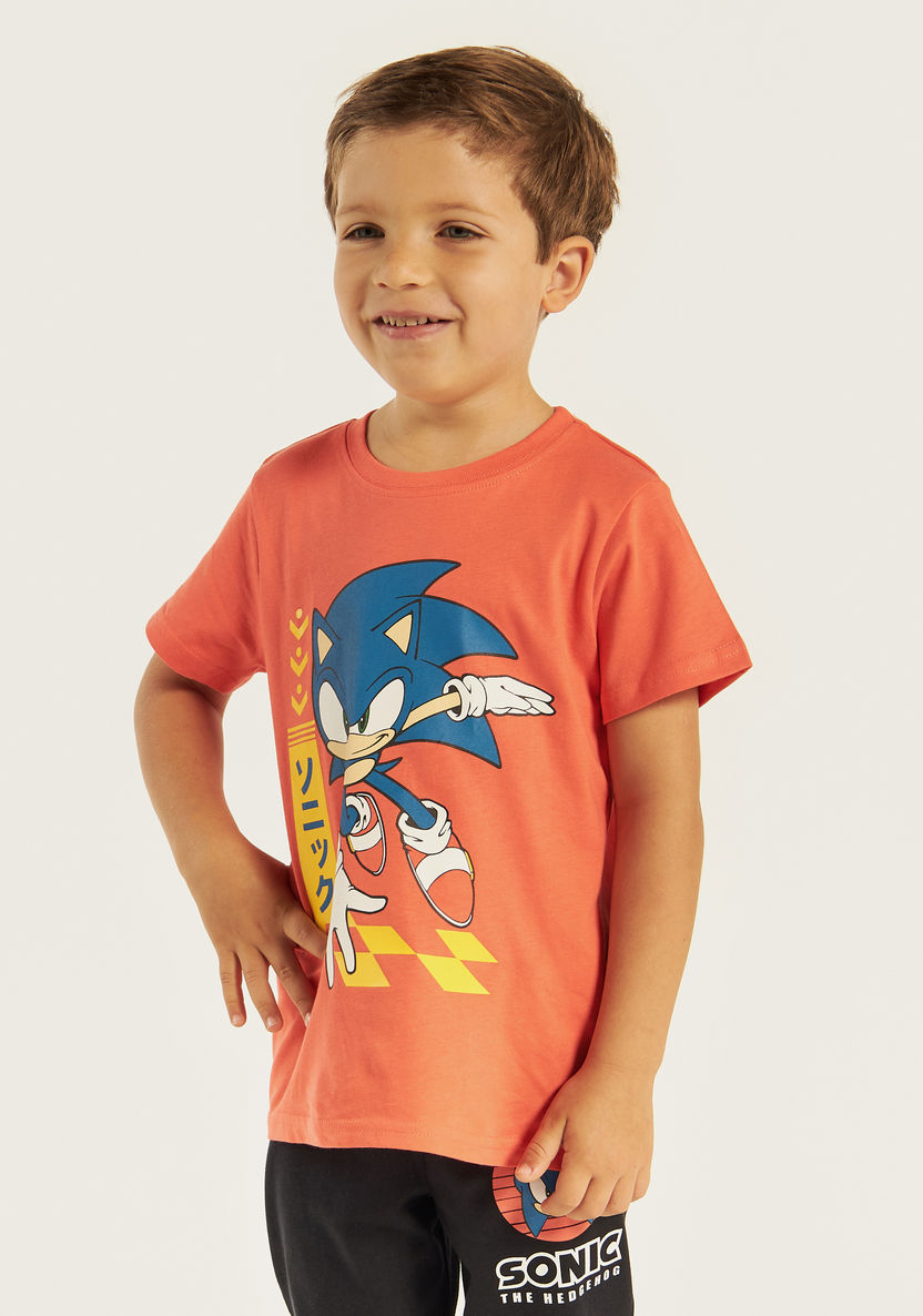 SEGA Sonic the Hedge Hog Print T-shirt and Pyjama Set-Nightwear-image-1
