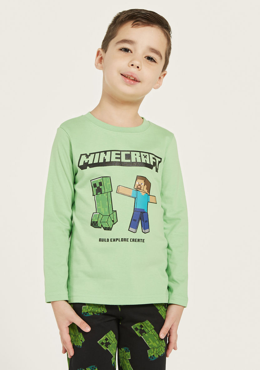 Minecraft Print T-shirt and Pyjama Set-Nightwear-image-1