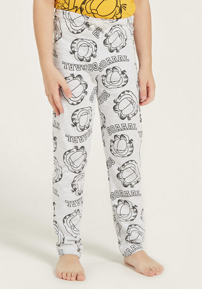 Garfield Print Short Sleeves T-shirt and Pyjama Set-Nightwear-image-2