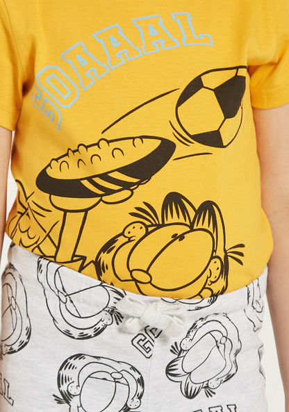 Garfield Print Short Sleeves T-shirt and Pyjama Set-Nightwear-image-3