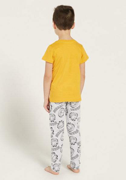 Garfield Print Short Sleeves T-shirt and Pyjama Set-Nightwear-image-4