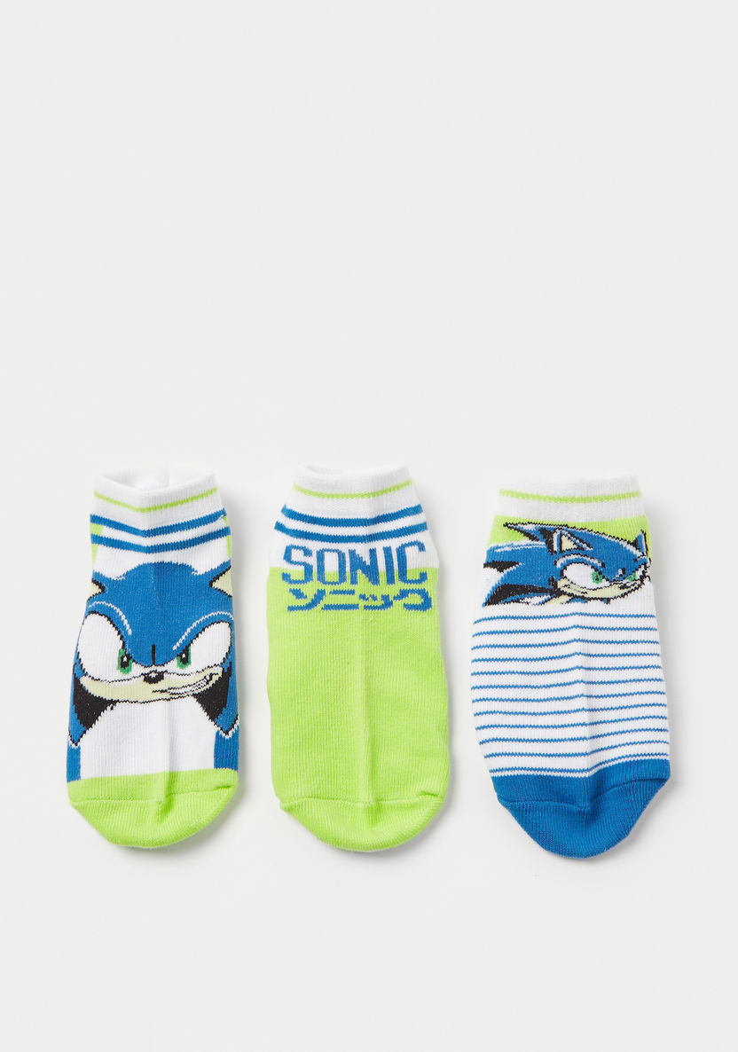 SEGA Sonic the Hedgehog Print Ankle Length Socks - Set of 3-Socks-image-1