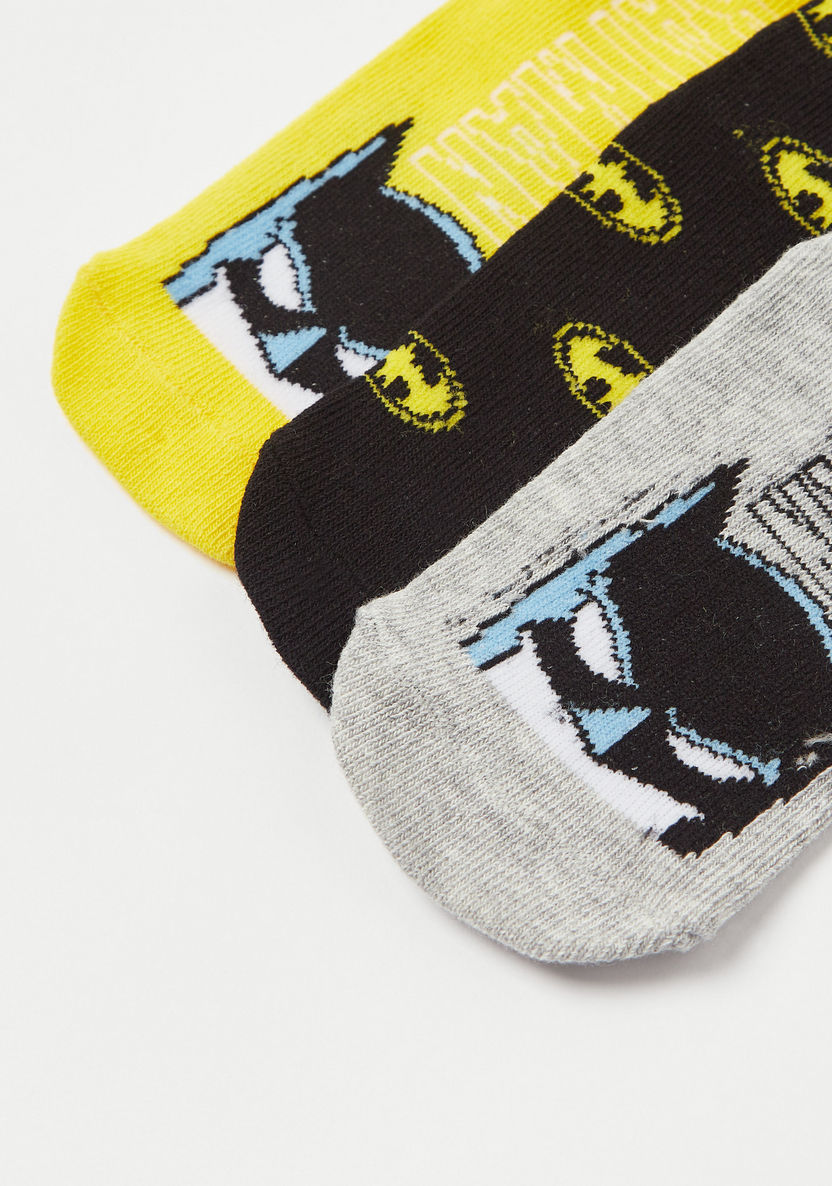 Batman Print Ankle Length Socks - Set of 3-Socks-image-3