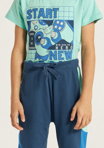 Juniors Gamer Print Short Sleeves T-shirt and Shorts Set-Nightwear-image-3