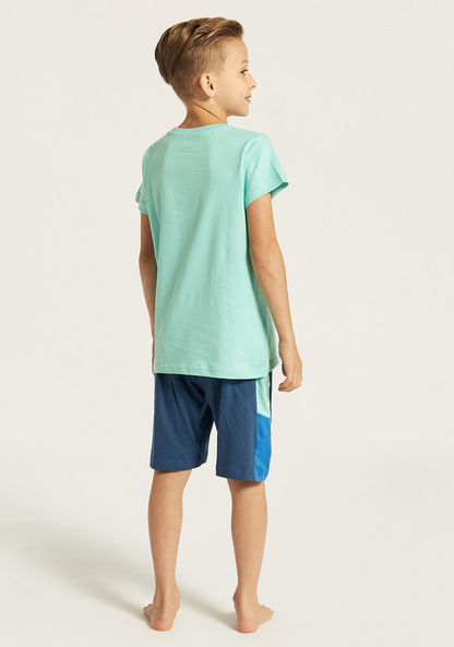 Juniors Gamer Print Short Sleeves T-shirt and Shorts Set-Nightwear-image-4