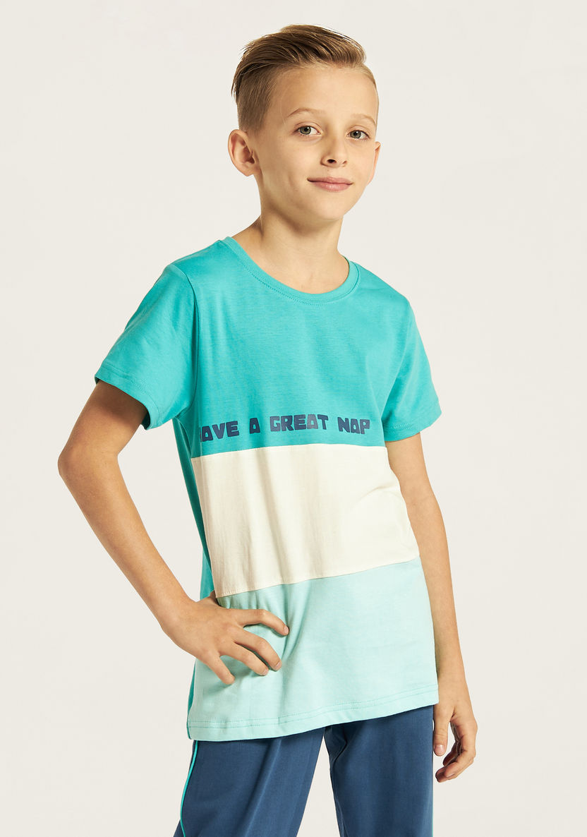 Juniors Colourblock T-shirt and Pyjama Set-Nightwear-image-1