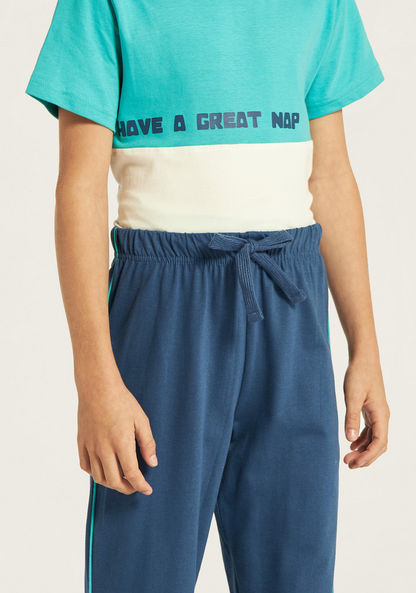 Juniors Colourblock T-shirt and Pyjama Set-Nightwear-image-3