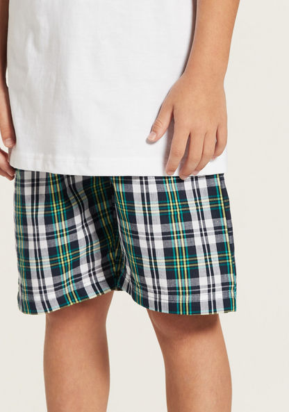 Juniors Colourblock T-shirt and Checked Shorts Set-Nightwear-image-3