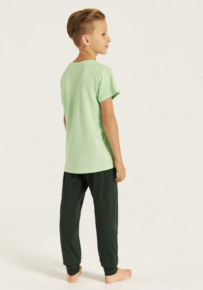 Juniors Printed Crew Neck T-shirt and Pyjama Set-Nightwear-image-4