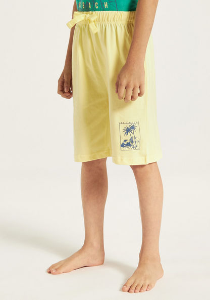Juniors Graphic Print Short Sleeves T-shirt and Shorts Set-Nightwear-image-2