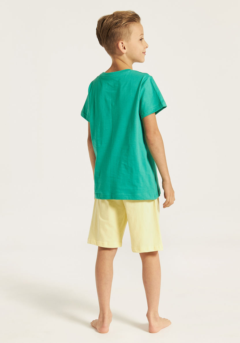 Juniors Graphic Print Short Sleeves T-shirt and Shorts Set-Nightwear-image-4