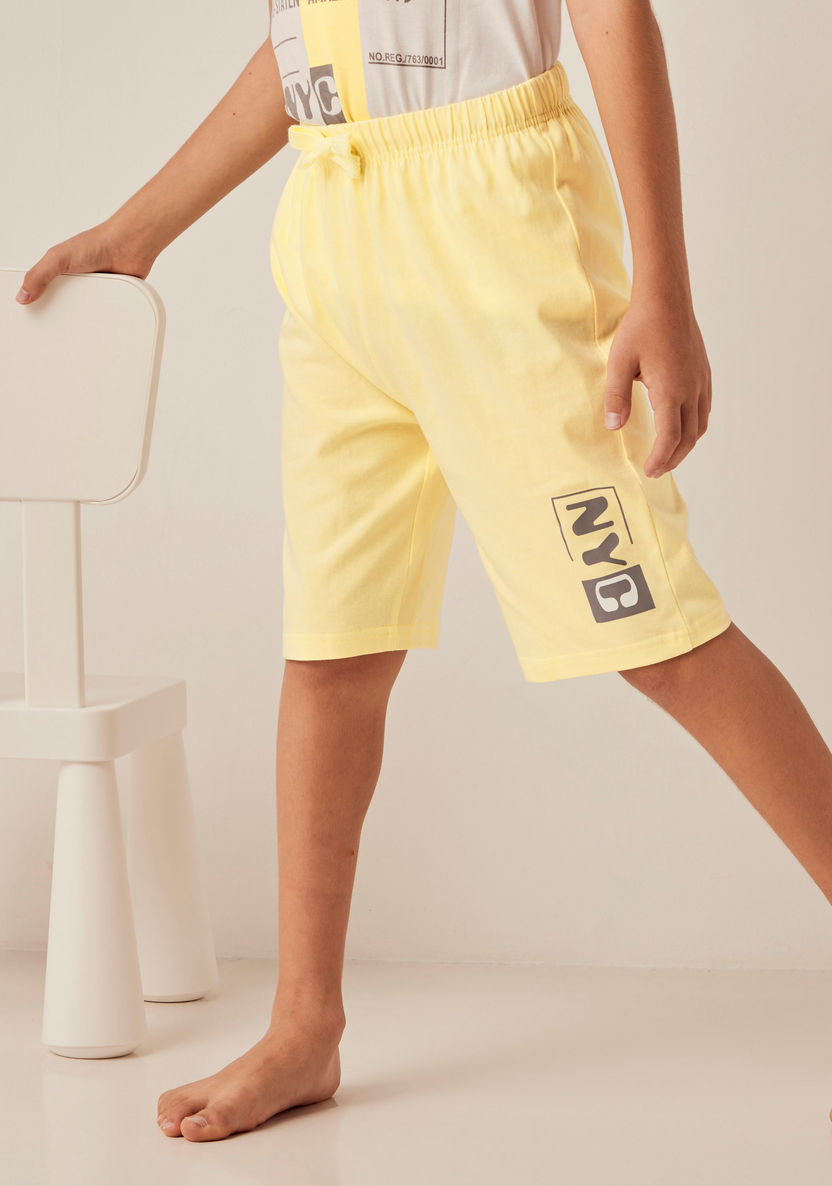 Juniors Printed Short Sleeves T-shirt and Bermuda Shorts Set-Nightwear-image-2