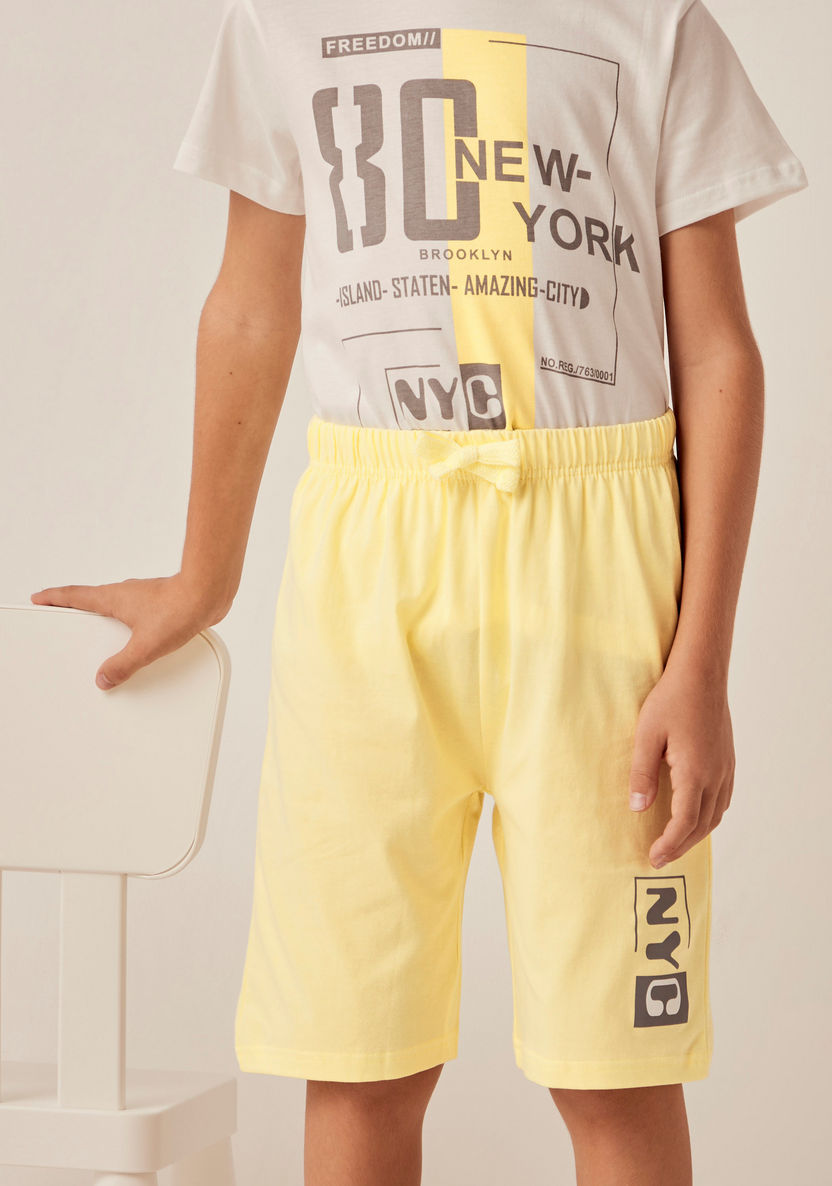 Juniors Printed Short Sleeves T-shirt and Bermuda Shorts Set-Nightwear-image-3