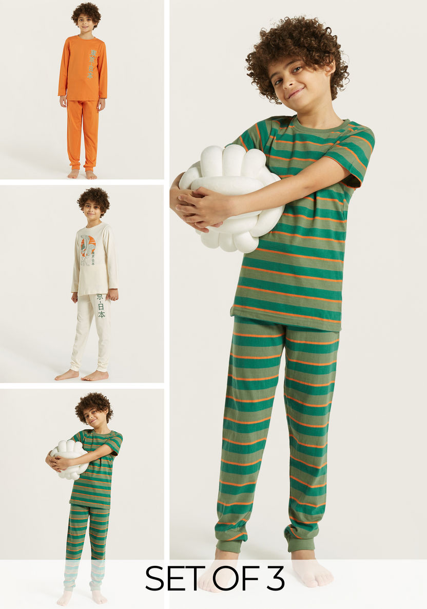 Juniors Printed T-shirt and Pyjamas - Set of 3-Nightwear-image-0