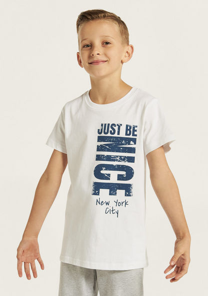 Juniors Printed T-shirt and Pyjama - Set of 3-Nightwear-image-2