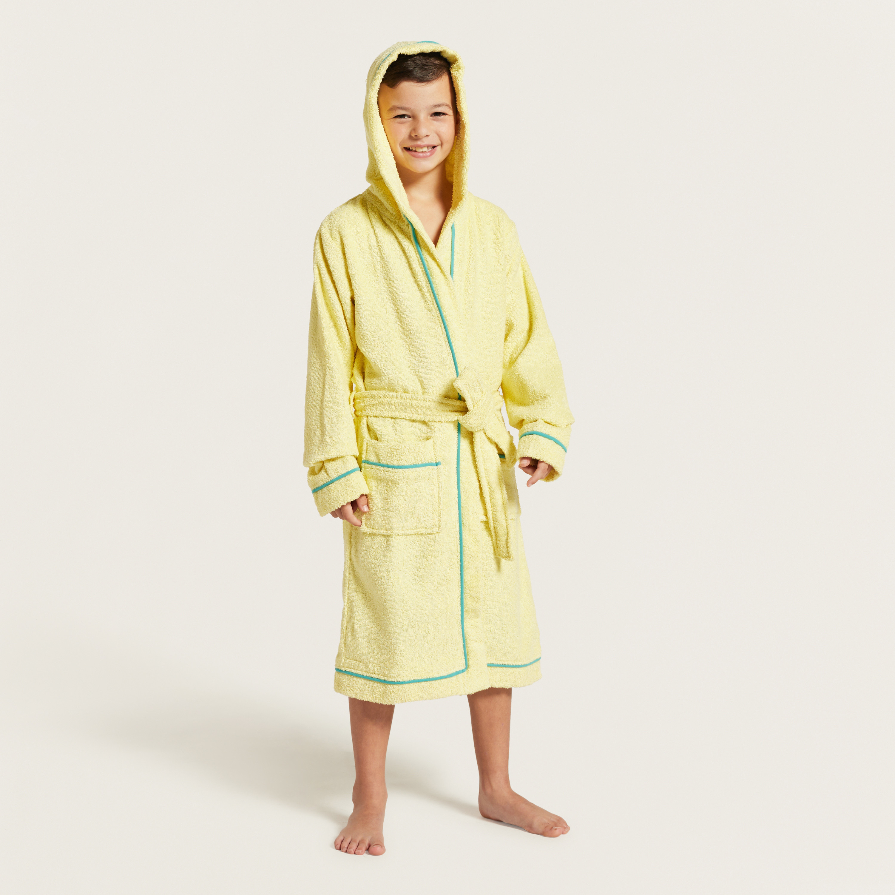 Juniors Solid Terry Bathrobe with Hood-baby-bathandcare-towels-image-1
