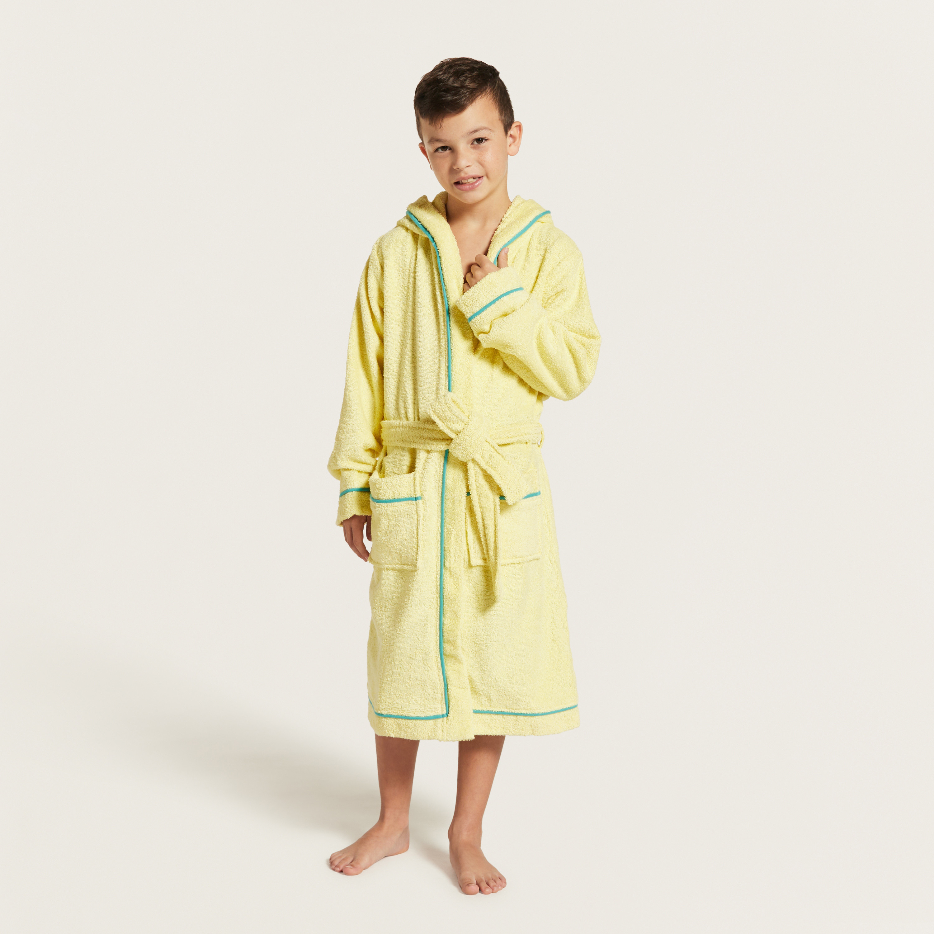 Juniors Solid Terry Bathrobe with Hood-baby-bathandcare-towels-image-2