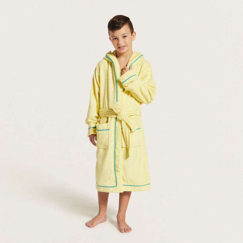 Juniors Solid Terry Bathrobe with Hood-Towels and Flannels-image-1