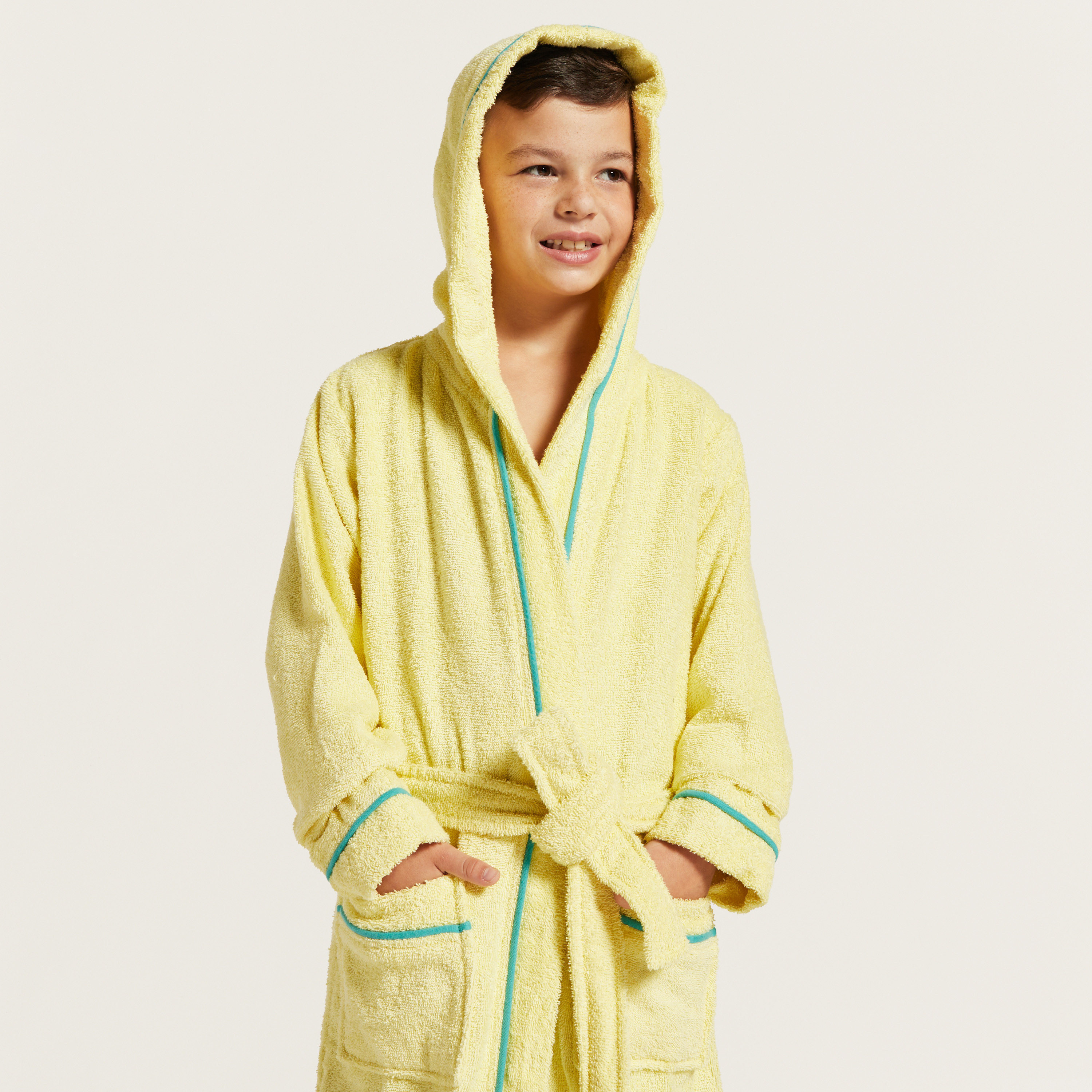 Juniors Solid Terry Bathrobe with Hood-baby-bathandcare-towels-image-3