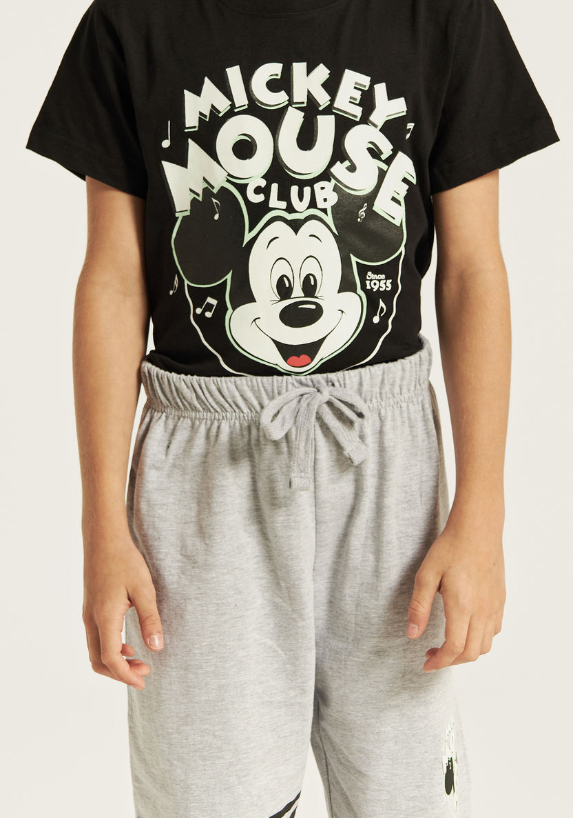 Disney Mickey Mouse Print Short Sleeves T-shirt and Shorts Set-Nightwear-image-3