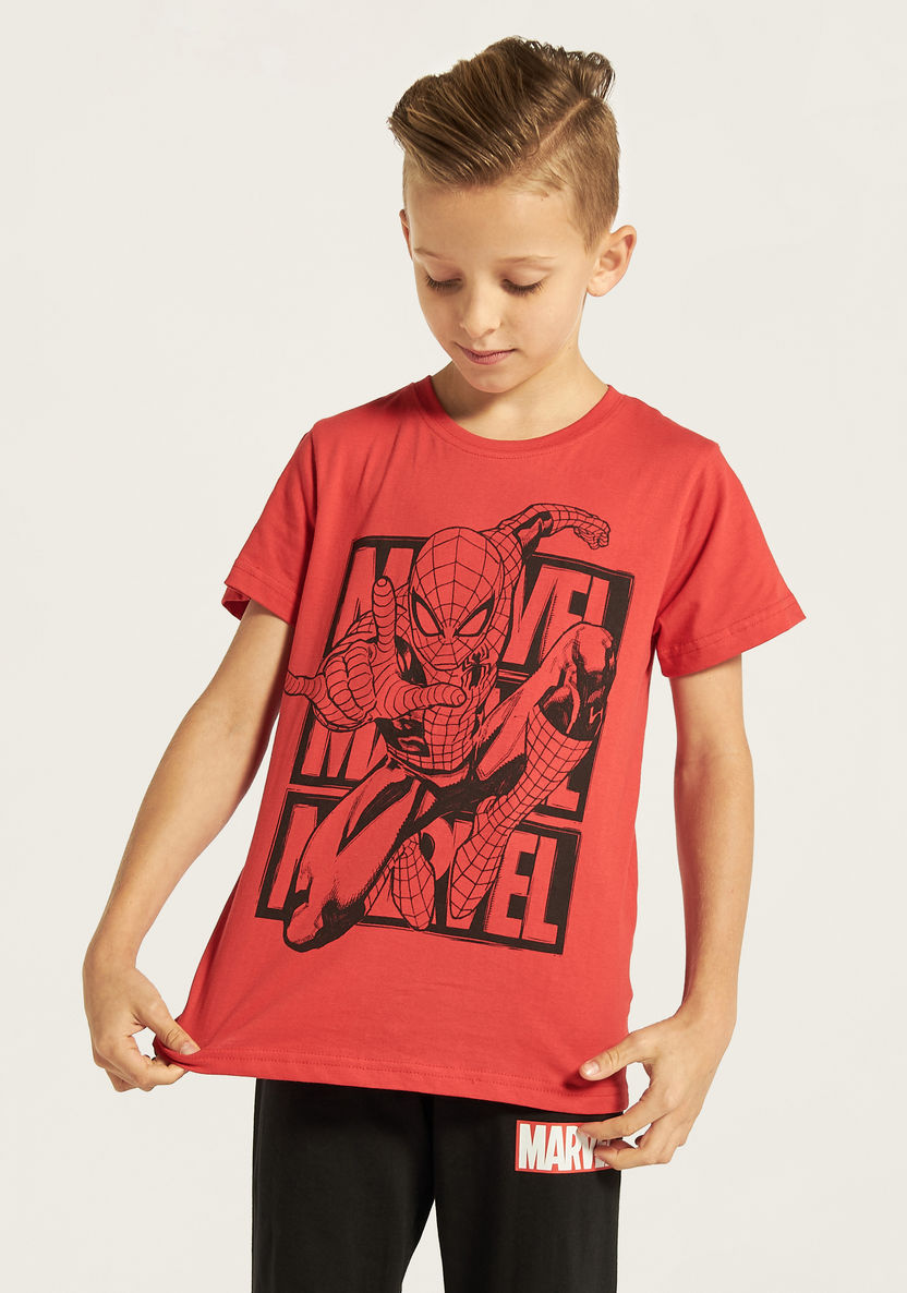 Spider-Man Print T-shirt and Pyjama Set-Nightwear-image-1