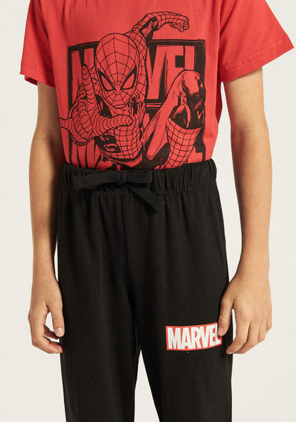 Spider-Man Print T-shirt and Pyjama Set-Nightwear-image-3